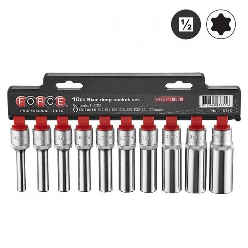 41019D ΚΑΡΥΔΑΚΙΑ ΜΑΚΡΙΑ TORX ΘΗΛΥΚΑ 1/2 ΣΕΤ 10 ΤΕΜ. FORCE
