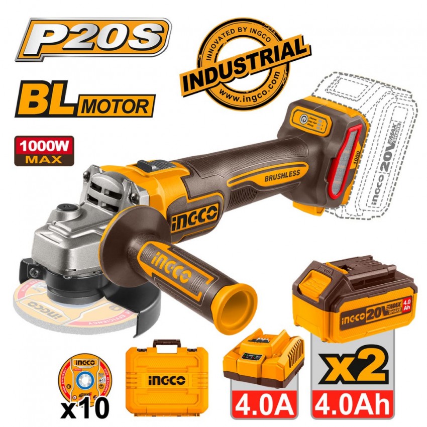 INGCO Γωνιακός Τροχός Μπαταρίας 20V Li-Ion CAGLI271532E