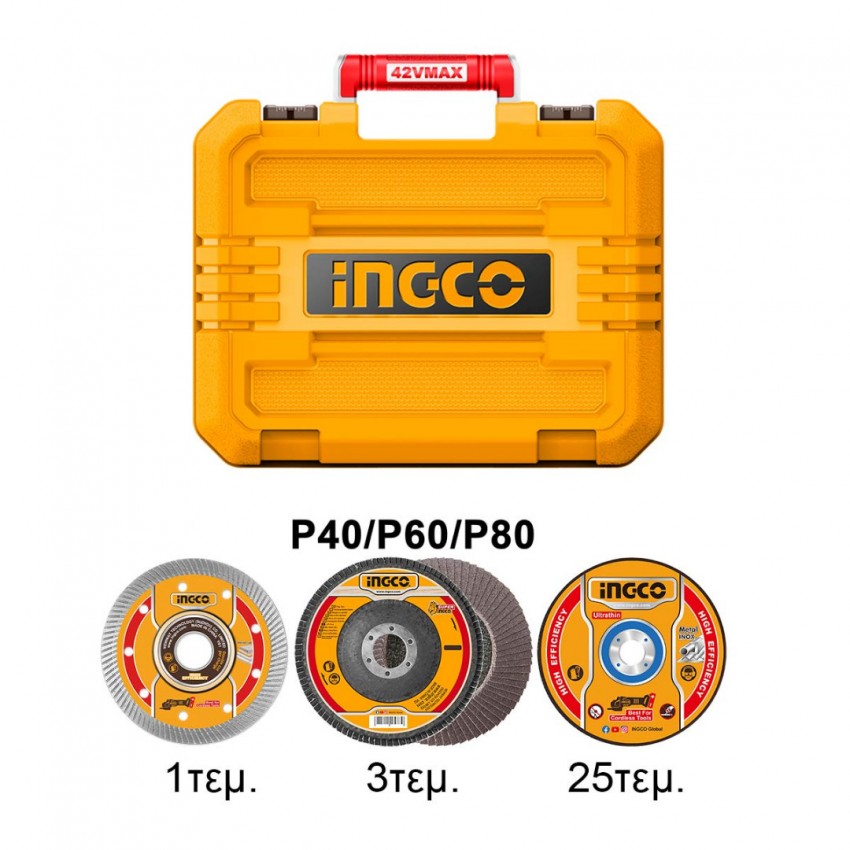 Γωνιακός Τροχός Μπαταρίας 115mm 42V Li-Ion CAGLI4128112E