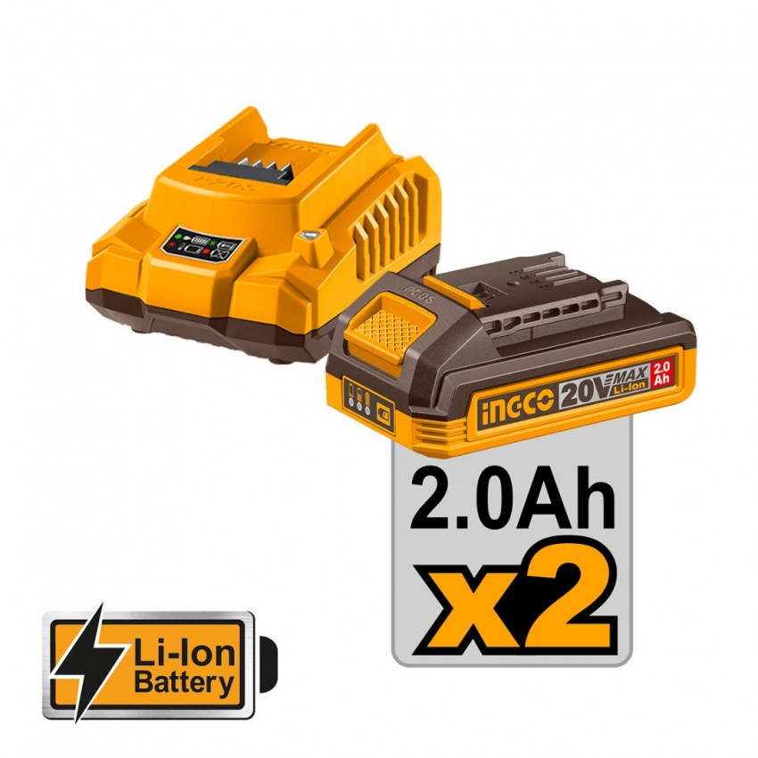 INGCO Εργαλεία Compact Μπαταρίας 20V Li-Ion Σετ 2 τεμ. CKLI20275E