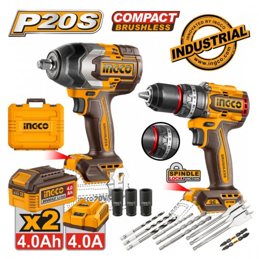 INGCO Εργαλεία Μπαταρίας 20V Li-Ion Σετ 2 τεμ. COSLI250586E