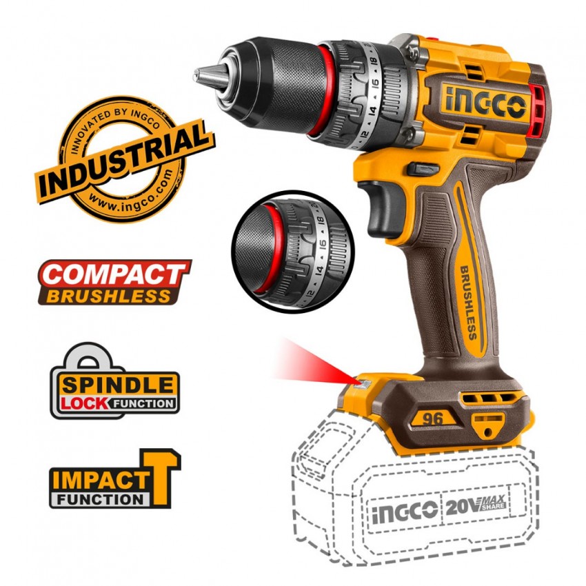 INGCO Εργαλεία Μπαταρίας 20V Li-Ion Σετ 2 τεμ. COSLI250586E