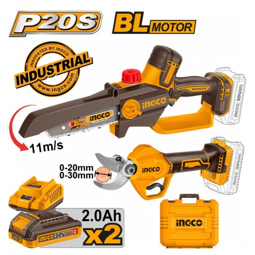INGCO Εργαλεία Κήπου Μπαταρίας 20V Li-Ion Σετ 2 τεμ. COSLI250795E