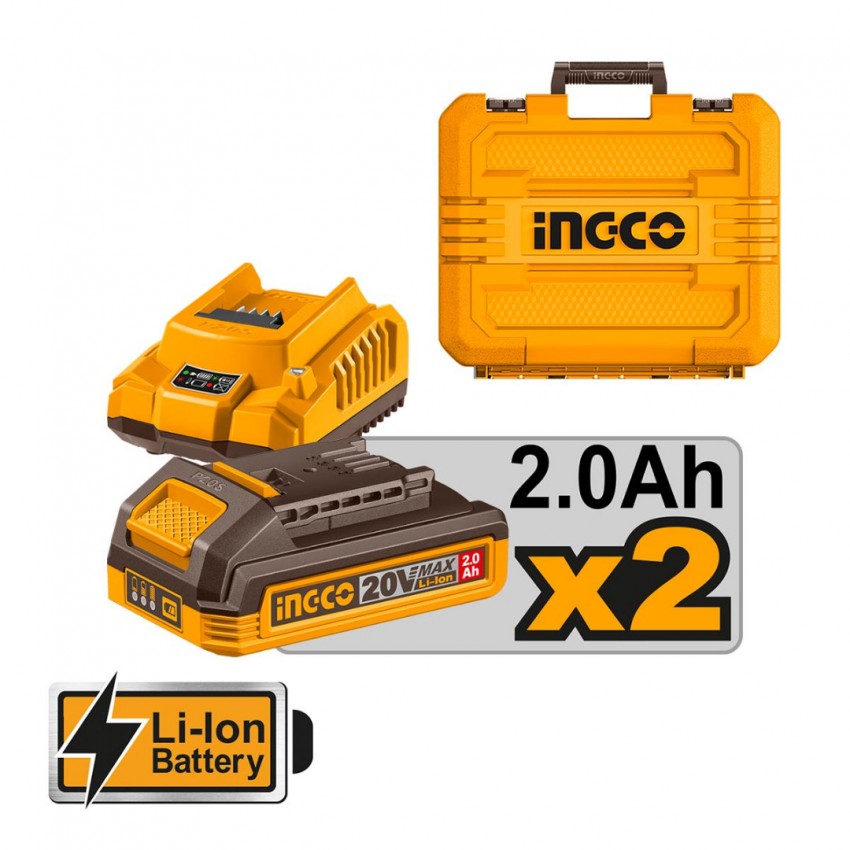 INGCO Εργαλεία Κήπου Μπαταρίας 20V Li-Ion Σετ 2 τεμ. COSLI250795E