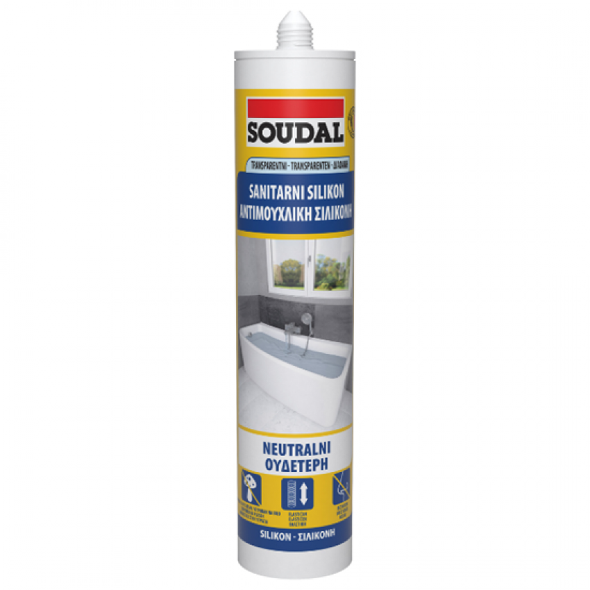Σιλικόνη ουδέτερη αντιμουχλική διάφανη 280ml Soudal (122992142)