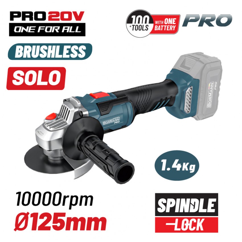 BORMANN Pro BBP5305 Γωνιακός Τροχός Brushless 20V,Li-Ion,125mm,10.000rpm,SOLO