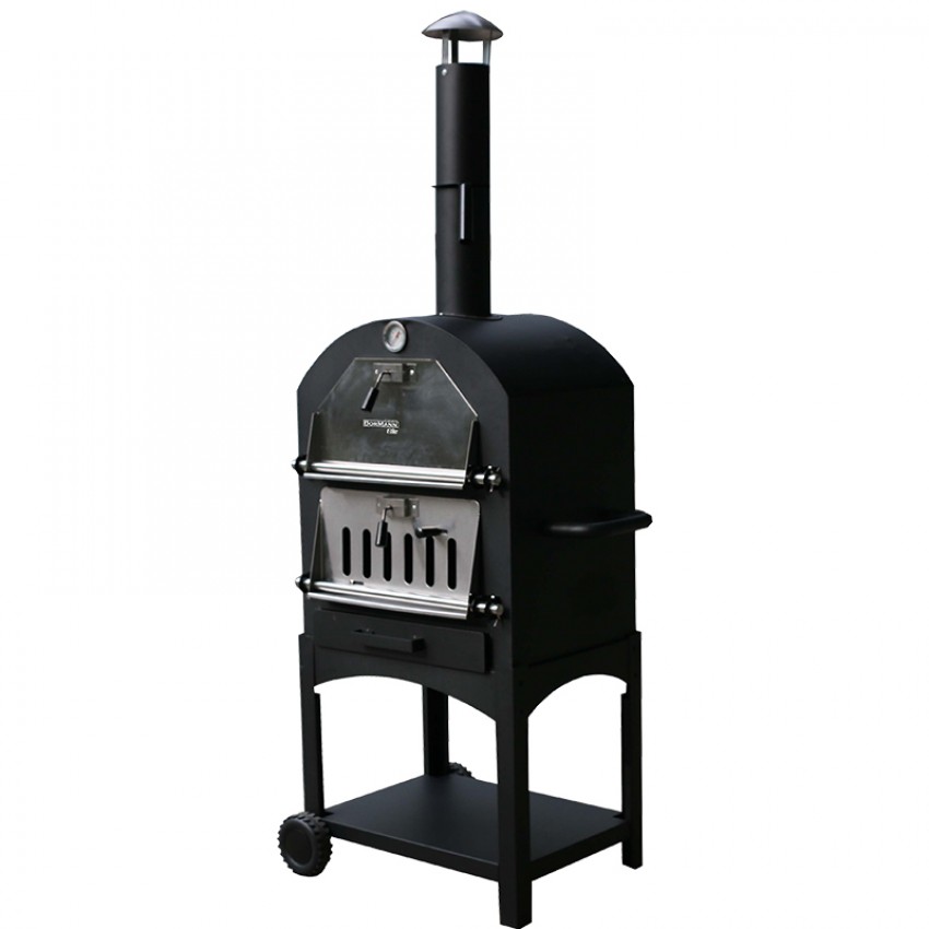 BORMANN Elite BBQ1960 Παραδοσιακός Ξυλόφουρνος/Φούρνος Πίτσας 34.5x50cm,με Ρόδες & Αποθηκευτικό Χώρο