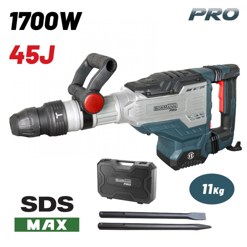 BORMANN Pro BDH3250 Κατεδαφιστικό Πιστολέτο SDS-MAX,1700W,45J,βαλίτσα με εξαρτήματα