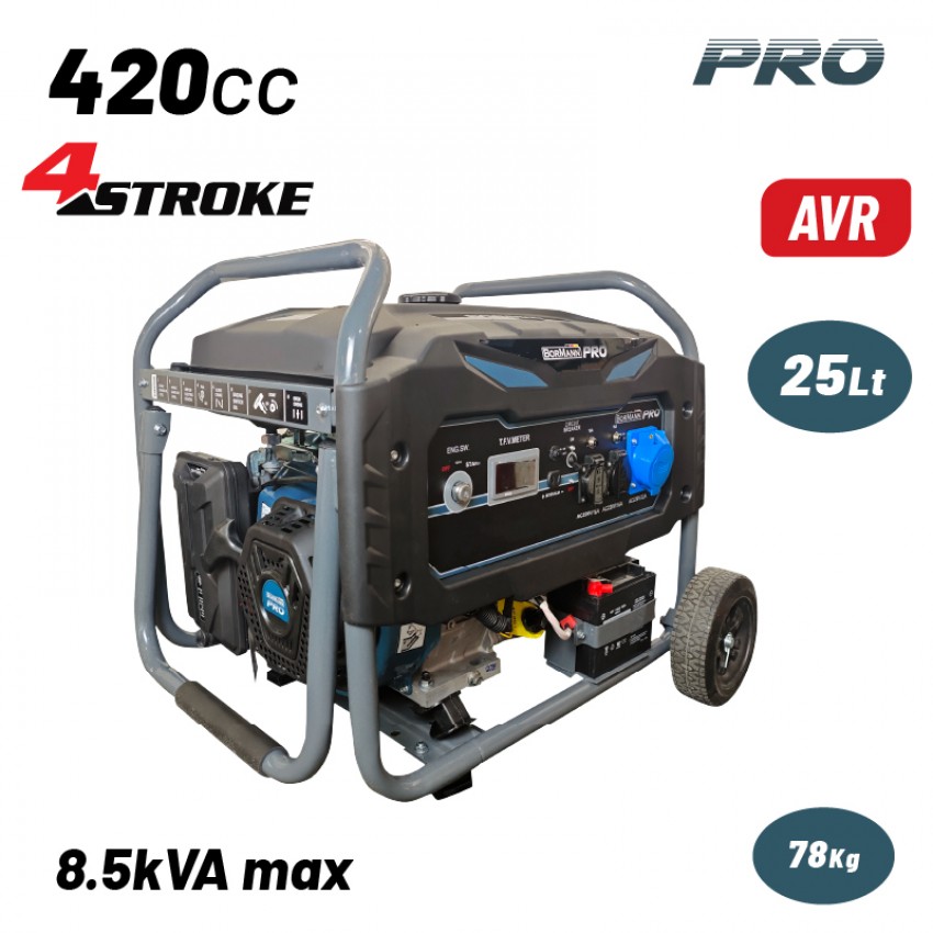 BORMANN Pro BGB8010 Γεννήτρια Βενζίνης Συνεχ. Απόδοση 6000W,420cc,Mίζα και Μπαταρία AVR,Τροχοί