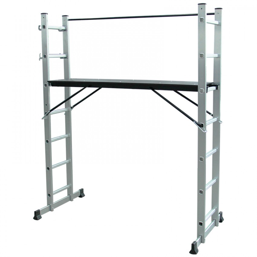 BORMANN Pro BHL9100 Πολυμορφική Σκαλωσιά Αλουμινίου 3 σε 1,7+7 Σκαλιά με Μπάρα Σταθεροποίησης