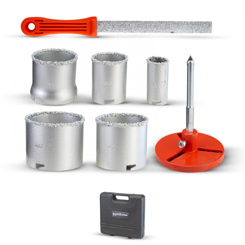 BORMANN Pro BHT4580 Σετ Ποτηροτρύπανα Δομικών Υλικών Καρβιδίου, 8τεμ, 33-83mm