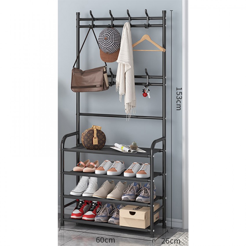 BORMANN Elite BPC2250 Έπιπλο Εισόδου, Κρεμάστρα & Παπουτσοθήκη 4 Ραφιών Με Μεταλλικό Σκελετό