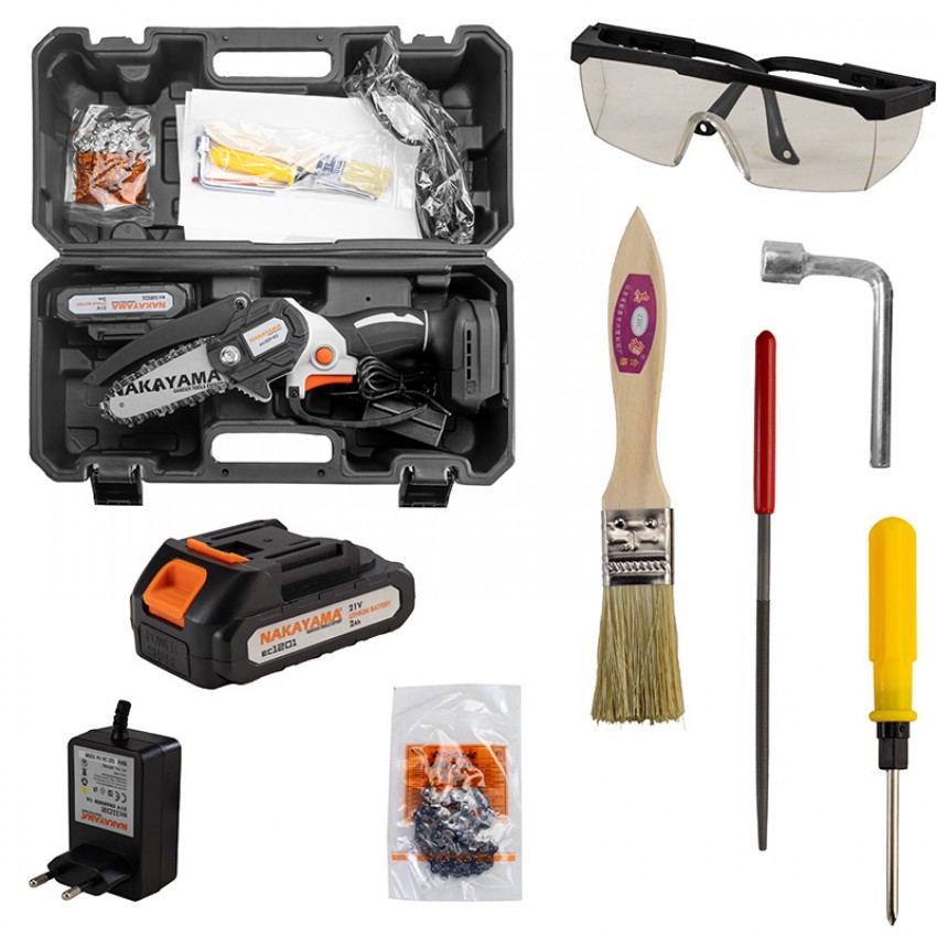 NAKAYAMA EC1040 Κλαδ Αλυσοπρίονο Μπαταρίας 20V,Brushless, Λάμα 10cm, 815gr,1/4"1.1mm 28οδ.11m,1x2ah