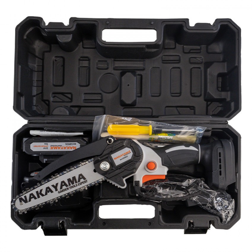 NAKAYAMA EC1050 Κλαδ Αλυσοπρίονο Μπατ 21V, Brushless, Λάμα 15cm, 825gr, 1/4"1.1m 37οδ,11m/s,2x2ah