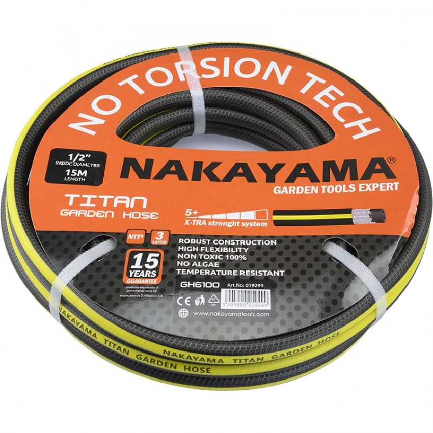 NAKAYAMA GH6610 Λάστιχο Τitan, 3 επιστρώσεις,50m, 3/4"
