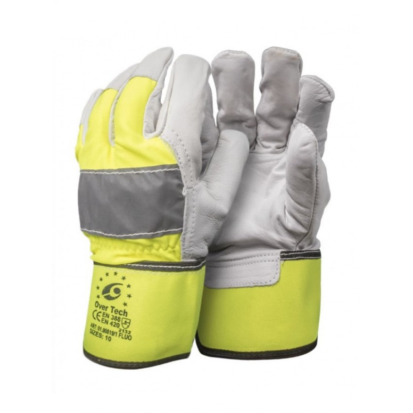 Γάντια Δερματοπάνινα Τύπου Τζιν 10" Overtech 01.00019/1 FLUO